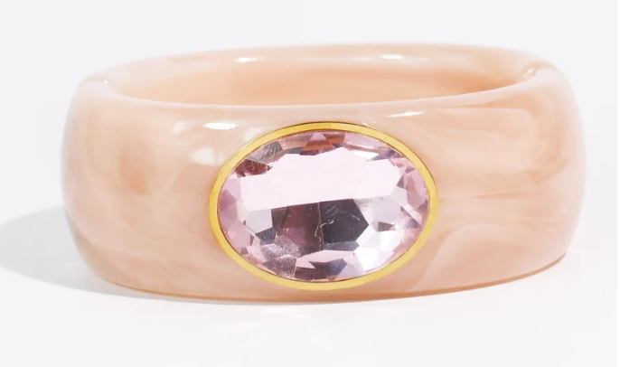 Blush Gemstone Resin Cuff Bracelet