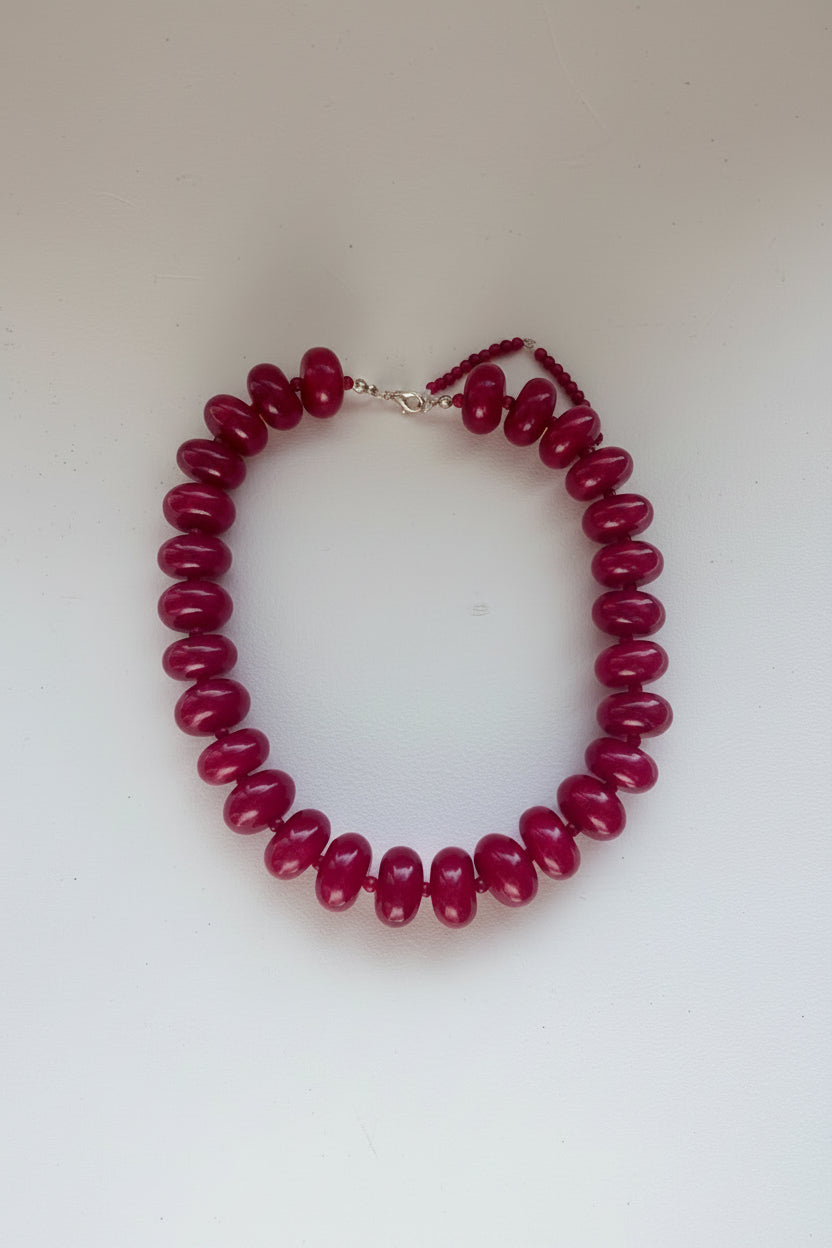 Dark Red Luxe Bead Necklace