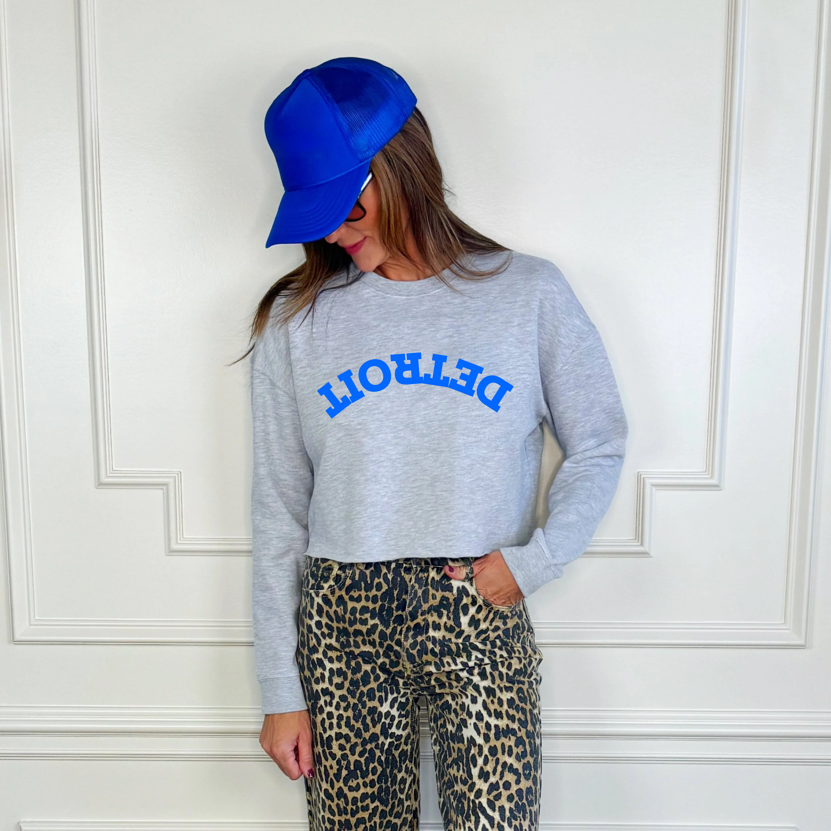 Upside Down Puff Detroit Cropped Sweatshirt