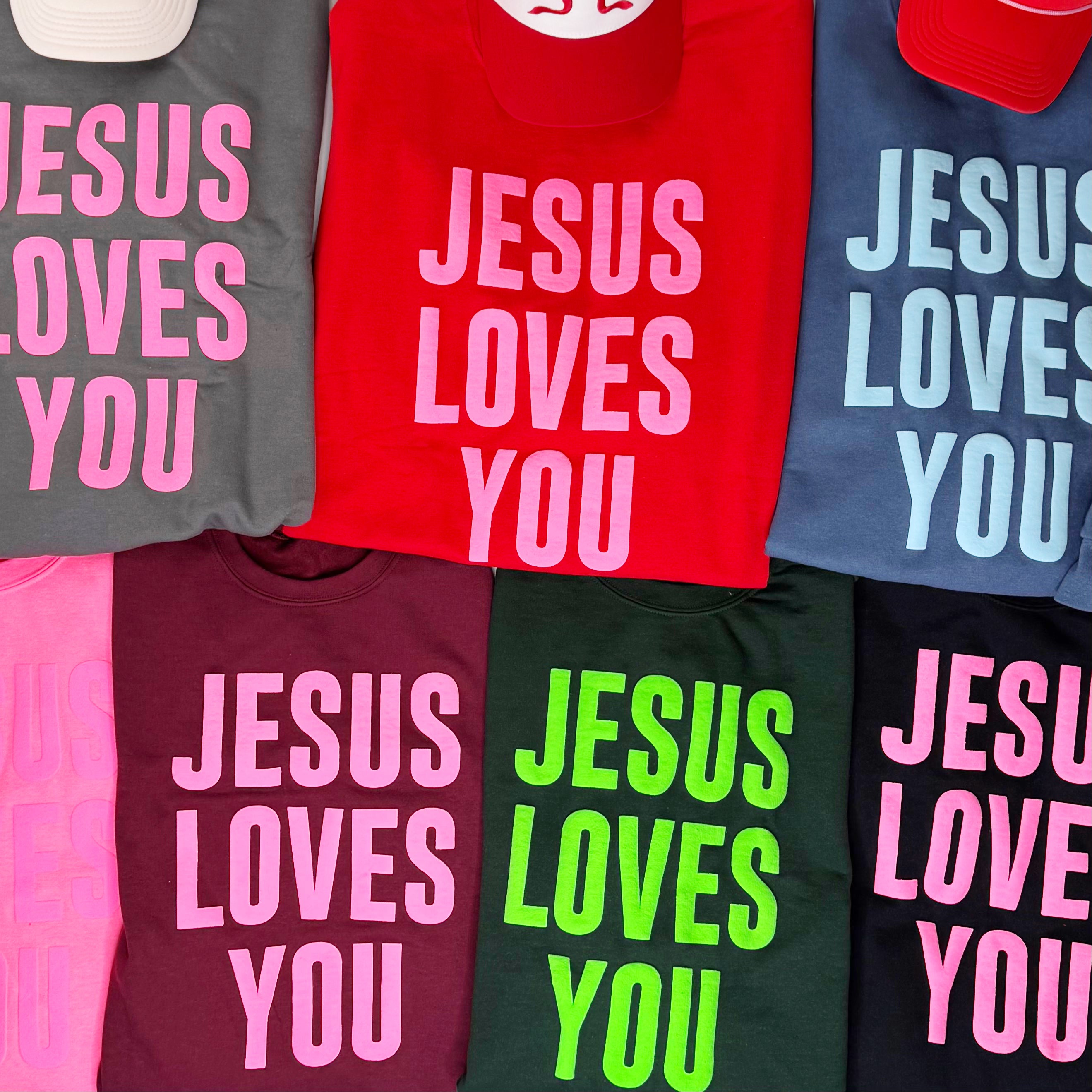 Puff Jesus Loves You Youth & Adult Sweatshirt