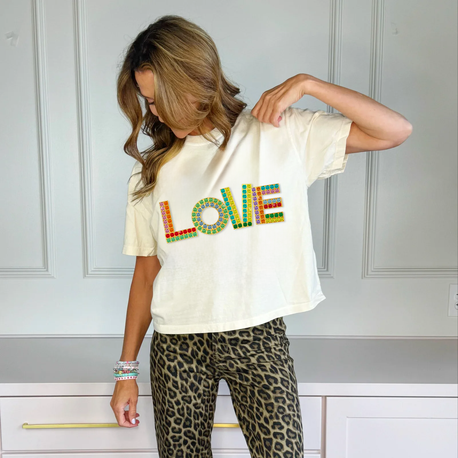 Bedazzled Love Crop Tee