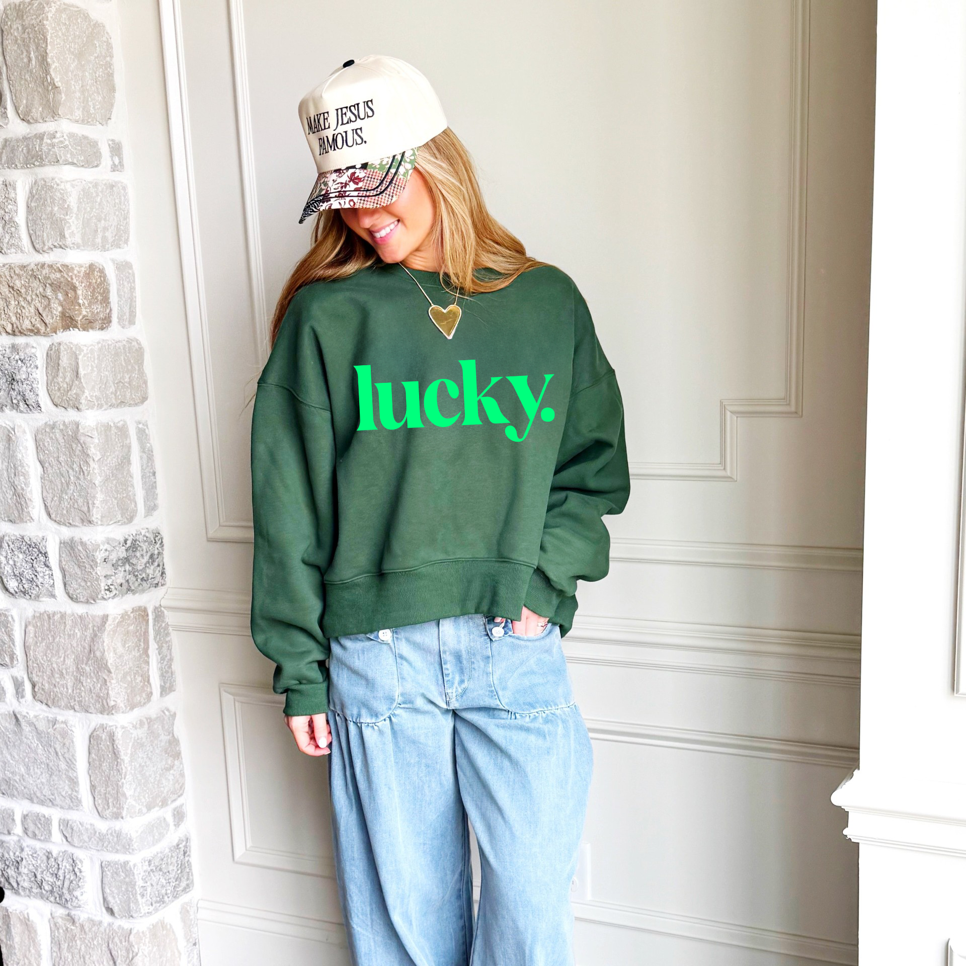 lucky. Puff Crop Sweatshirt