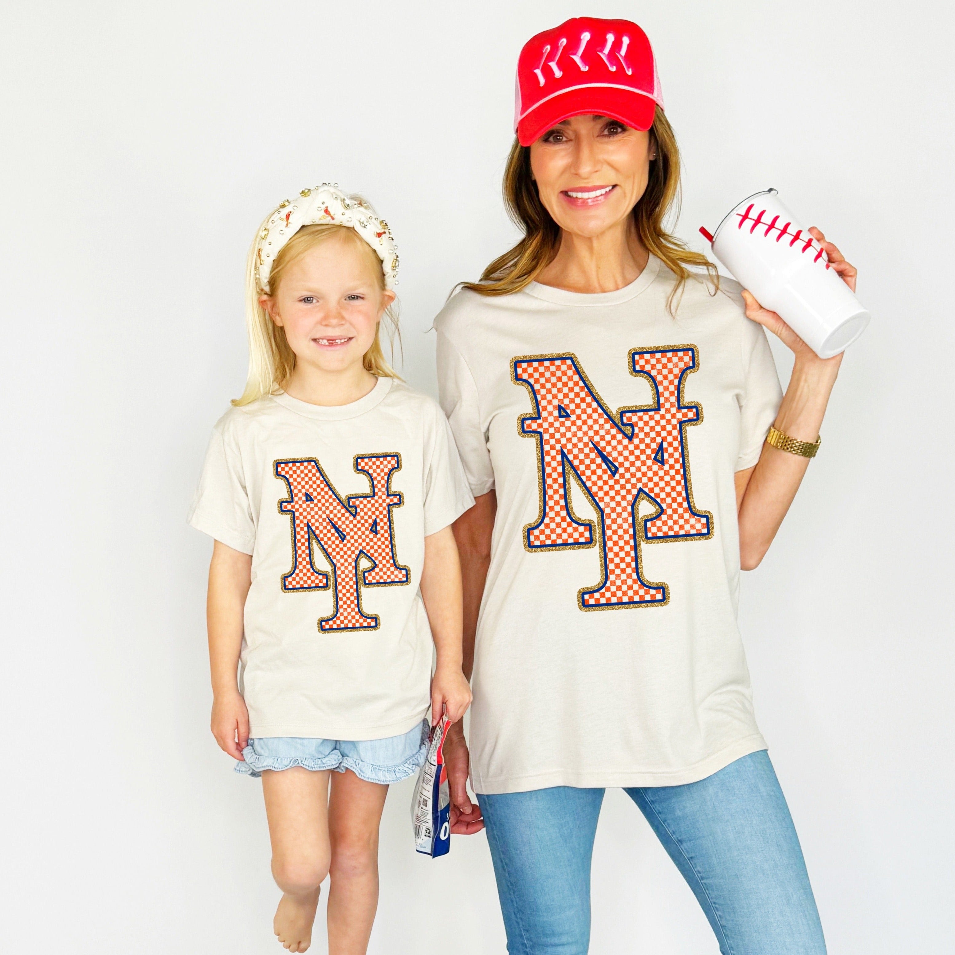 New York Mets Inspired Checkered Youth & Adult tee