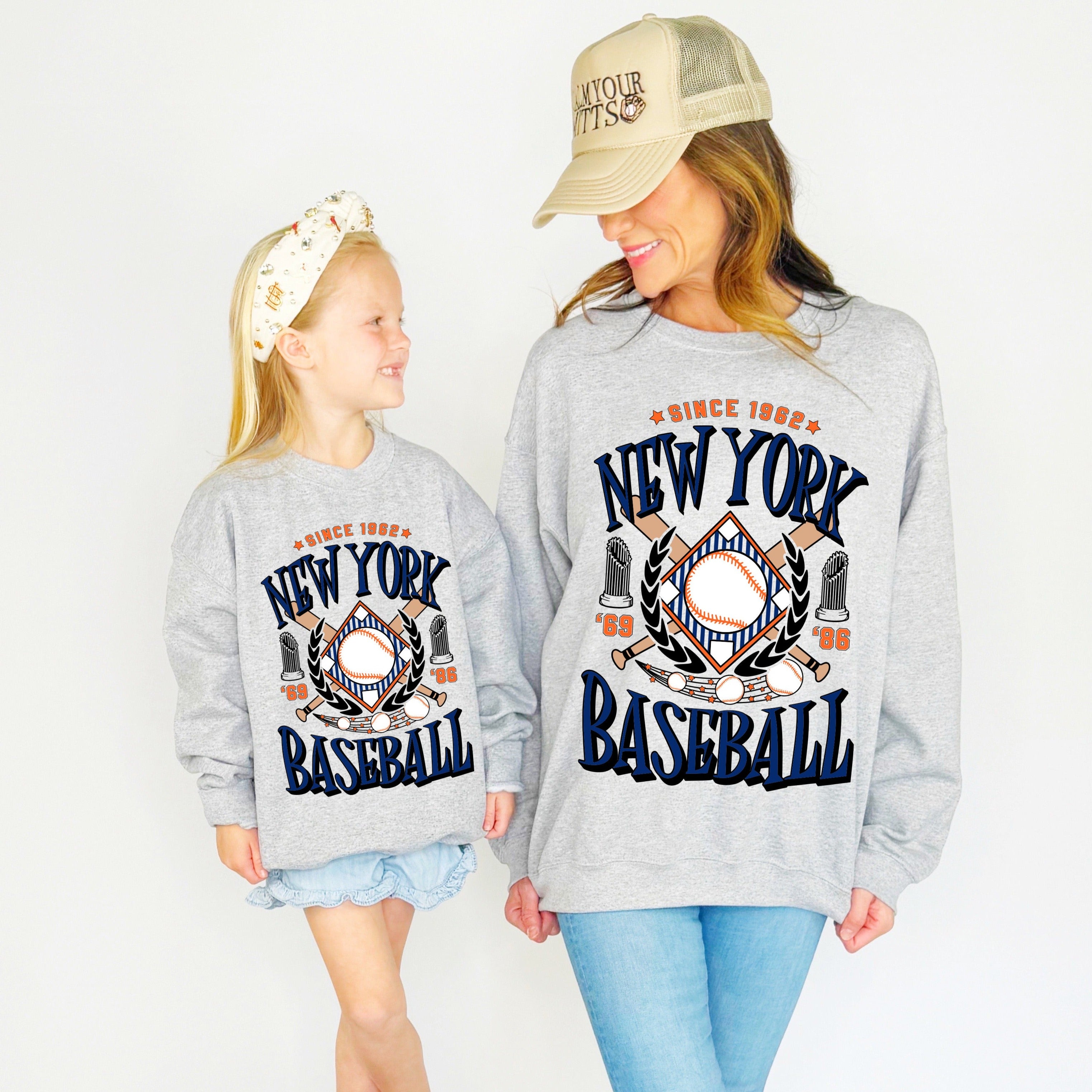 New York Mets Inspired Baseball Team Youth & Adult Sweatshirt