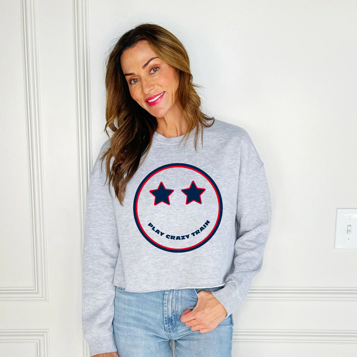 Puff New England Smiley Crop Sweatshirt