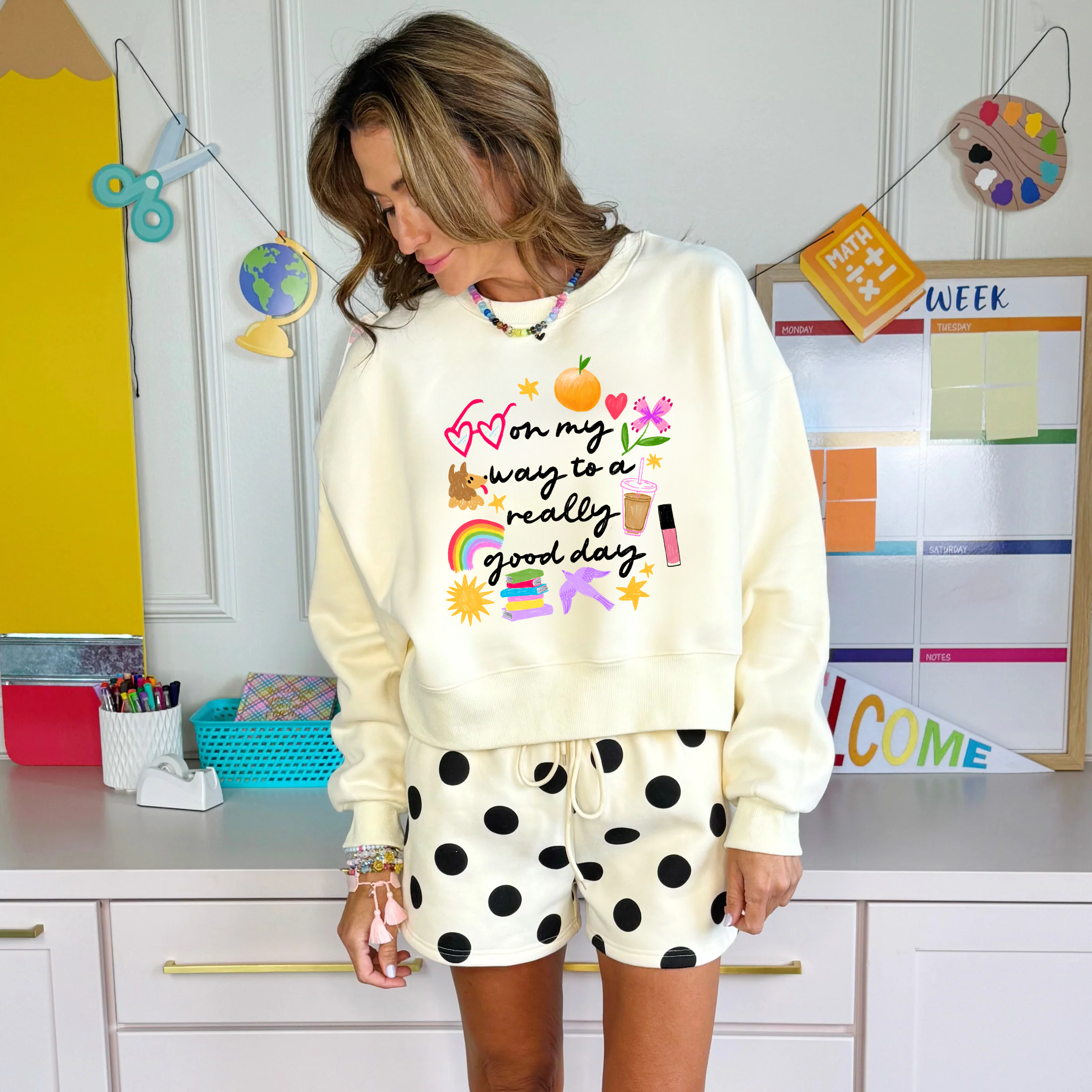 On My Way To A Really Good Day Crop Sweatshirt