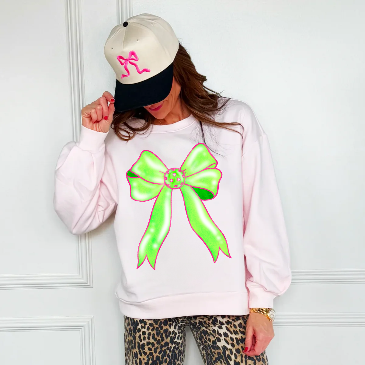 Pickleball Bow Poppy & Pine Sweatshirt