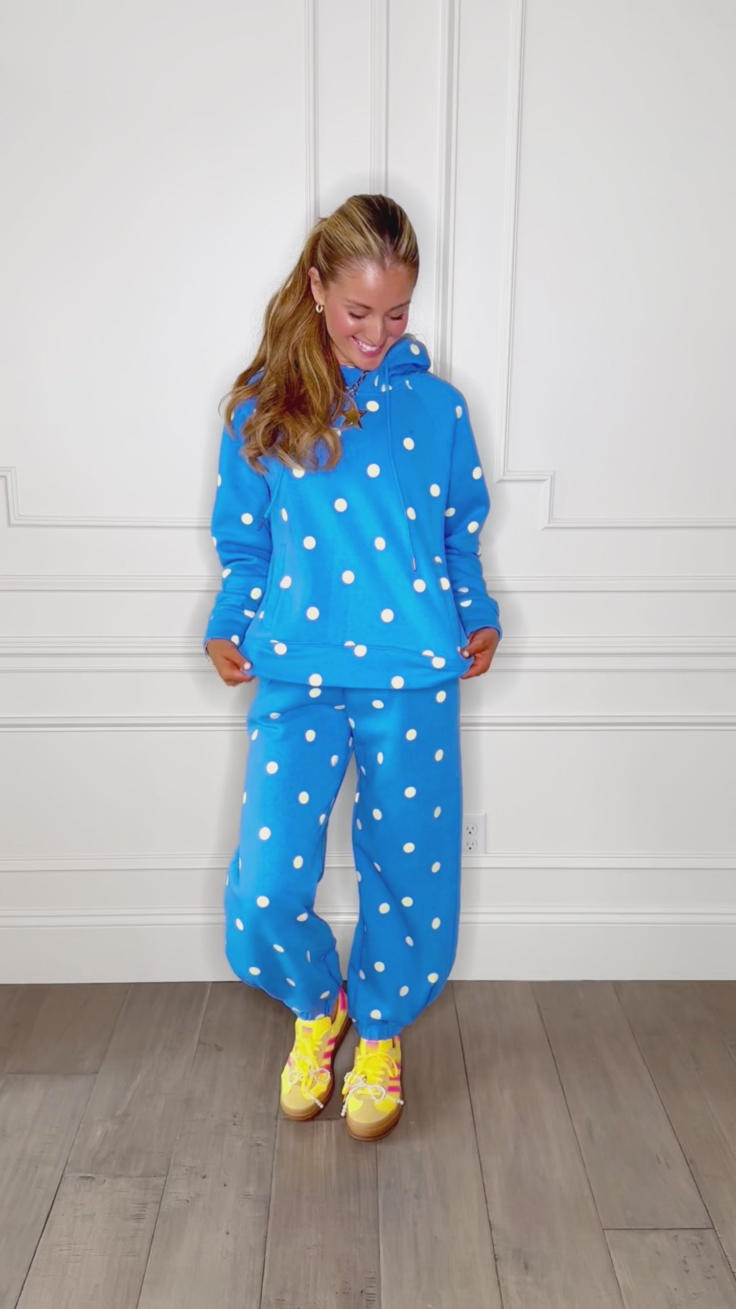 Blue Butter Polka Dot Sweatsuit Set - Hoodie & Sweatpants | Poppy