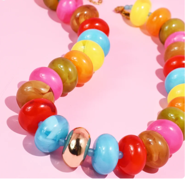 Sugar Beads Multi Red Necklace