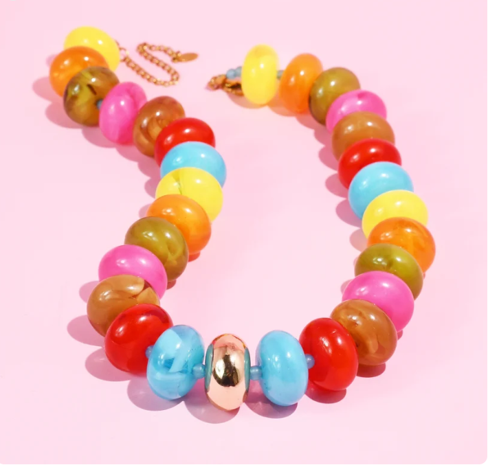 Sugar Beads Multi Red Necklace