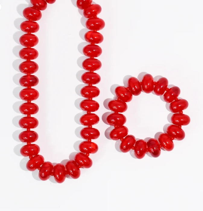 Sugar Beads Set Red - Necklace & Bracelet