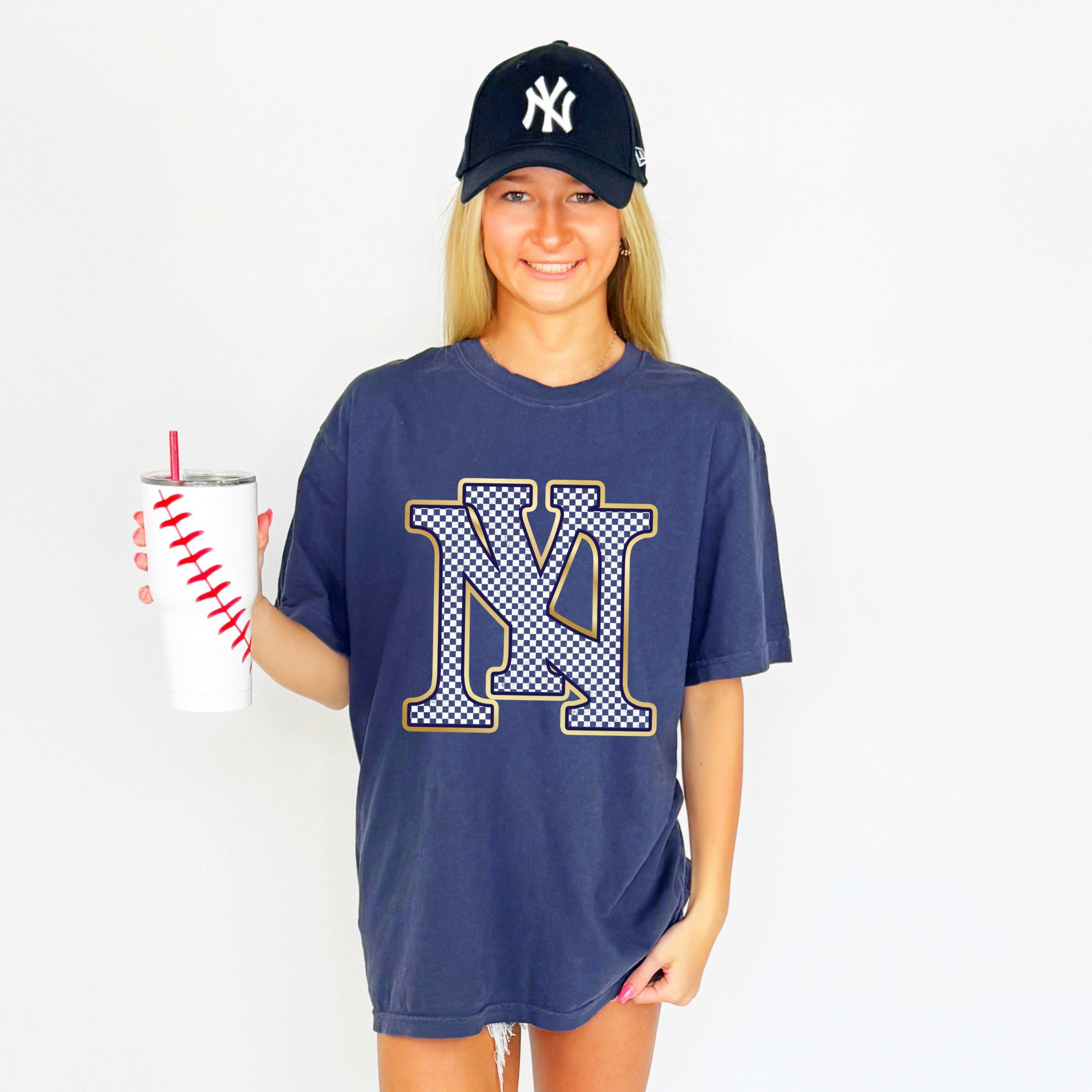 New York Yankees Inspired Checkered Tee