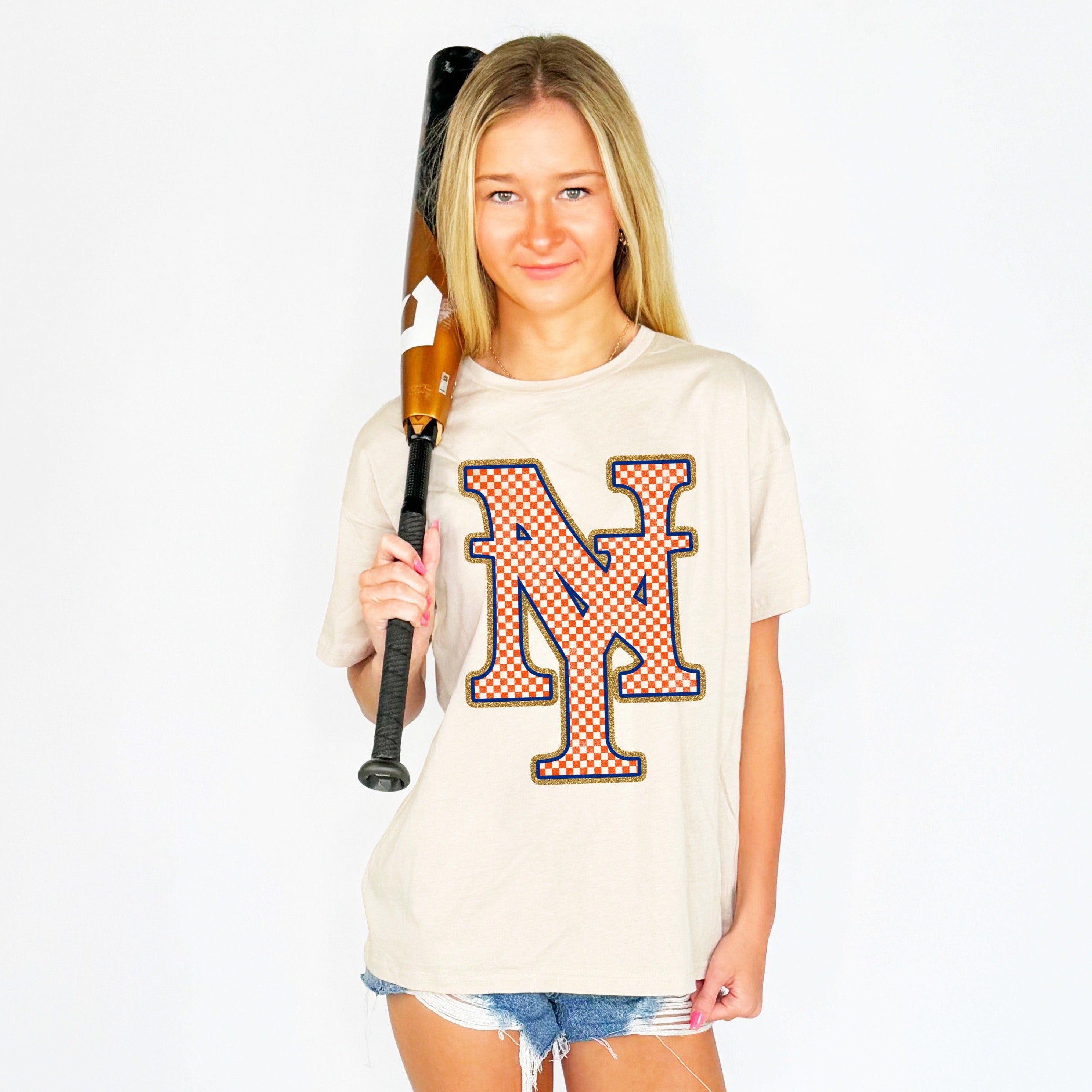 New York Mets Inspired Checkered Youth & Adult tee